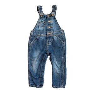9-12 month baby girl osh kosh heart patch overalls